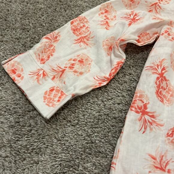 Emily Daniels Button Front pineapple side Tie blouse Top Size XL Linen Blend NEW - Picture 7 of 16